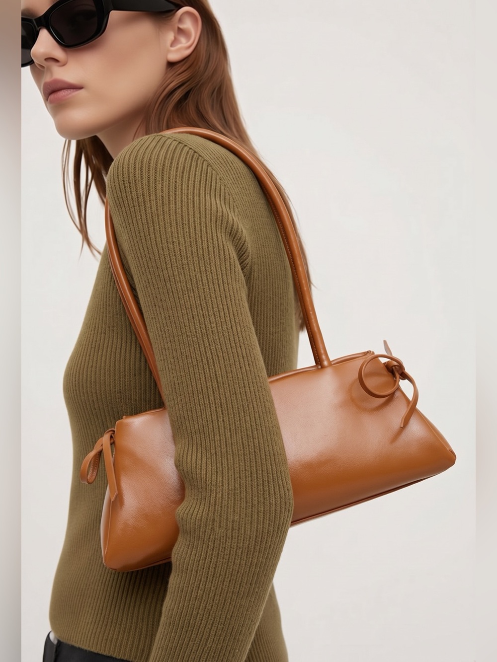 Madison West Julia Bow Shoulder Bag Minimalist CleanGirl East West Viral TikTok